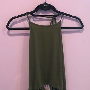 Olive green self tie halter top